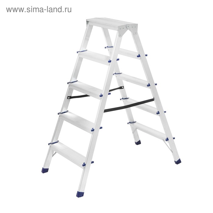 Стремянка ТУНДРА, алюминиевая, двухсторонняя, 5 ступеней, 1070 мм - Фото 1