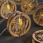 Гирлянда "Нить" 4.5 м с деревянными насадками "Шар с оленем", IP20, прозрачная нить, 20 LED, свечение тёплое белое, фиксинг, 220 В - Фото 6