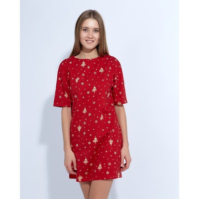 Сорочка женская MINAKU "Ёлки", размер 50, цвет красный