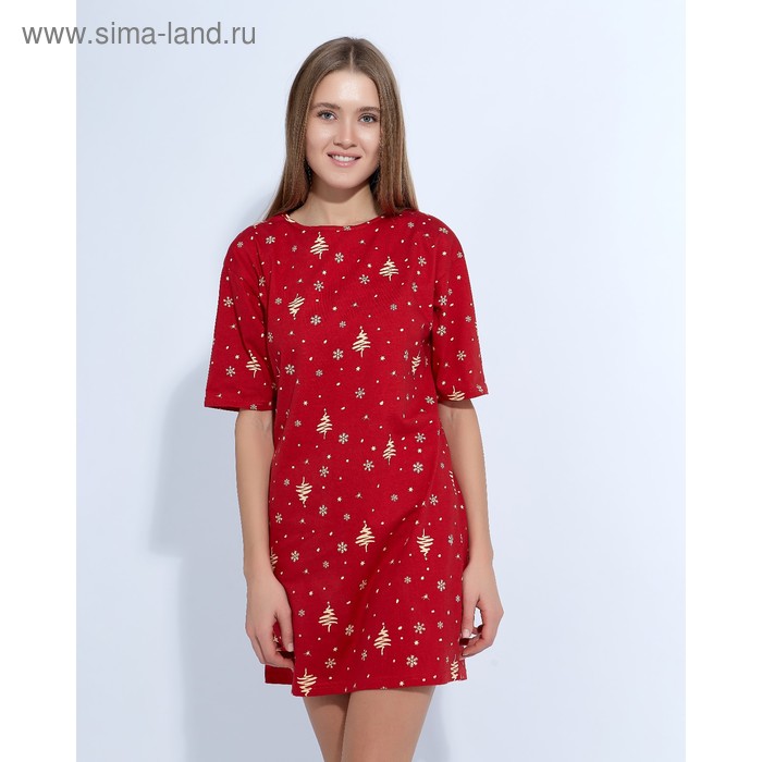 Сорочка женская MINAKU "Ёлки", размер 54, цвет красный - Фото 1