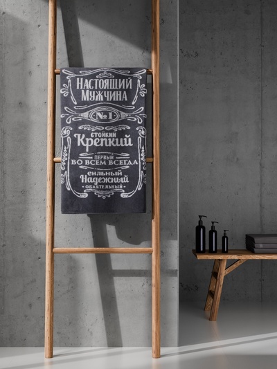 Полотенце махровое Этель «Мужчина стойкий, крепкий», 50×90 см, 100% хлопок, 420 г/м², серое