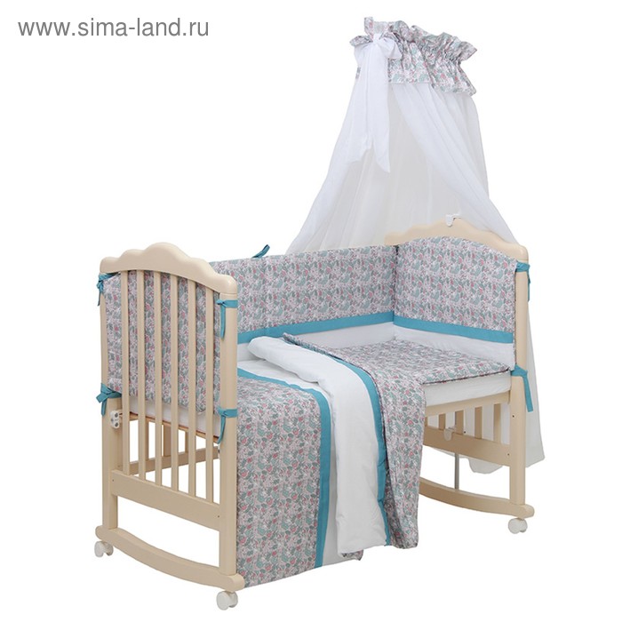 Комплект в кроватку «Последний богатырь», 7 предметов, принцесса, цвет голубой - Фото 1
