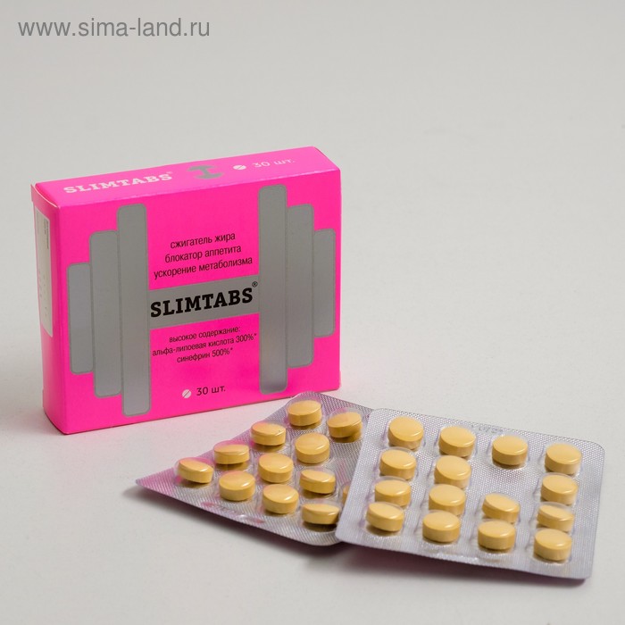 Slimtabs: блокатор аппетита, сжигатель жира, ускорение метаболизма, синефрин и альфа-липоевая кислота, 30 таблеток - Фото 1