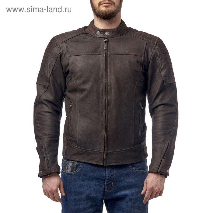 Куртка кожаная Bro коричневый, 4XL - Фото 1