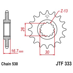 Звезда передняя ведущая JTF333 для мотоцикла, стальная, цепь 530, 15 зубьев