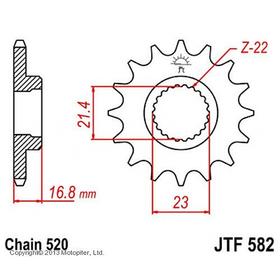 Звезда передняя ведущая JTF582 для мотоцикла, стальная, цепь 520, 16 зубьев 4720414