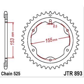 Звезда задняя ведомая стальная JTR893, цепь 525, 38 зубьев 4720512