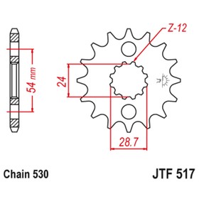 Звезда передняя ведущая JTF517 для мотоцикла, стальная, цепь 530, 18 зубьев 4720556