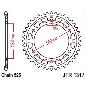 Звезда задняя ведомая стальная JTR1317, цепь 525, 43 зубья 4720594