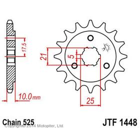 Звезда передняя ведущая для мотоцикла, стальная JTF1448, цепь 525, 14 зубьев 4720603