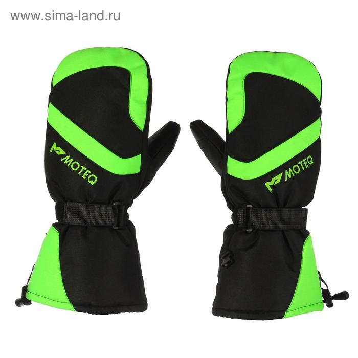 Зимние рукавицы "Бобер", размер M, чёрные, зелёные - Фото 1