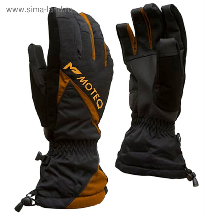 Зимние перчатки "Снежок", размер M, чёрные, оранжевые - Фото 1