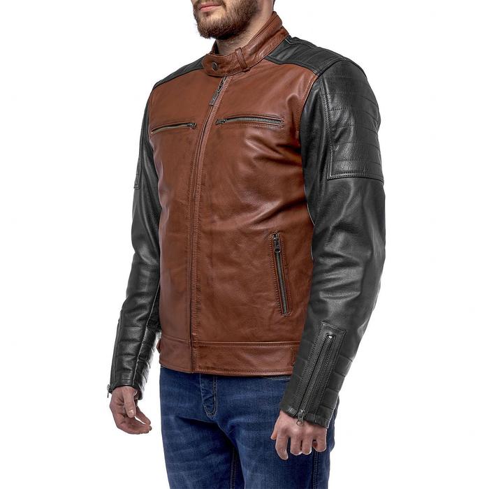 Куртка Bravo 7, кожа, размер M, коричневая, чёрная - фото 1908511447
