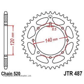 Звезда задняя ведомая JTR487 для мотоцикла стальная, цепь 520, 42 зубья 4720688