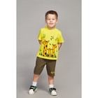 Комплект для мальчика (фуфайка, шорты), цвет жёлтый/хаки, рост 98 - Фото 2