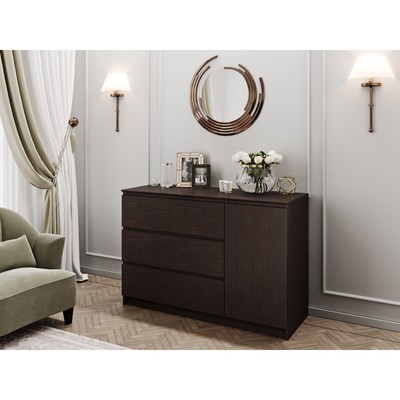 Комод напольный «Т-3Р», 3 ящика, 1 дверь, 1200×446×804 мм, цвет венге