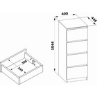 Комод с 4-мя ящиками «Т-4Р», 400 × 446 × 1044 мм, цвет дуб сонома / белый - Фото 4