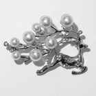 Брошь новогодняя "Олень" заснеженные рога, цвет белый в серебре - Фото 2