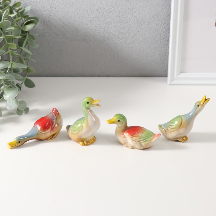 Набор фигурок керамика «Уточки», 4 шт., 7×5.5×3 см