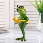 Сувенир полистоун лак "Лягуха в маске для плавания с утёнком" 18,5х10х9 см - фото 23263531