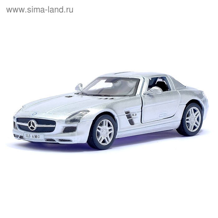 Машина металлическая Mercedes-Benz SLS AMG, масштаб 1:36, открываются двери, инерция, цвет серебристый - Фото 1