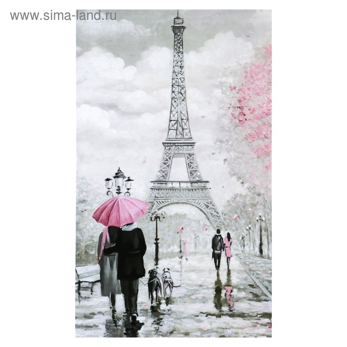 Картина-холст на подрамнике "Любовь в Париже" 60х100 см МИКС - Фото 1