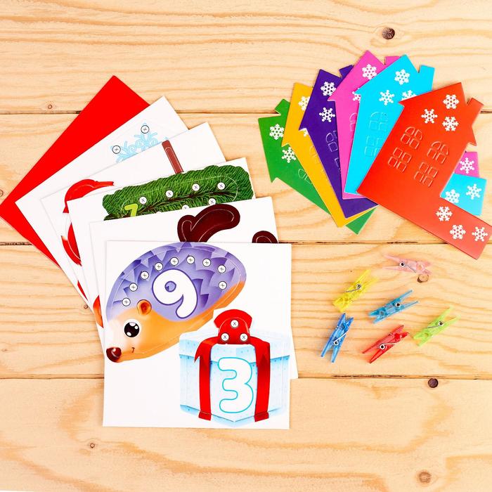 Новогодняя развивающая игра с прищепками «Цвета и цифры», в пакете - Фото 1