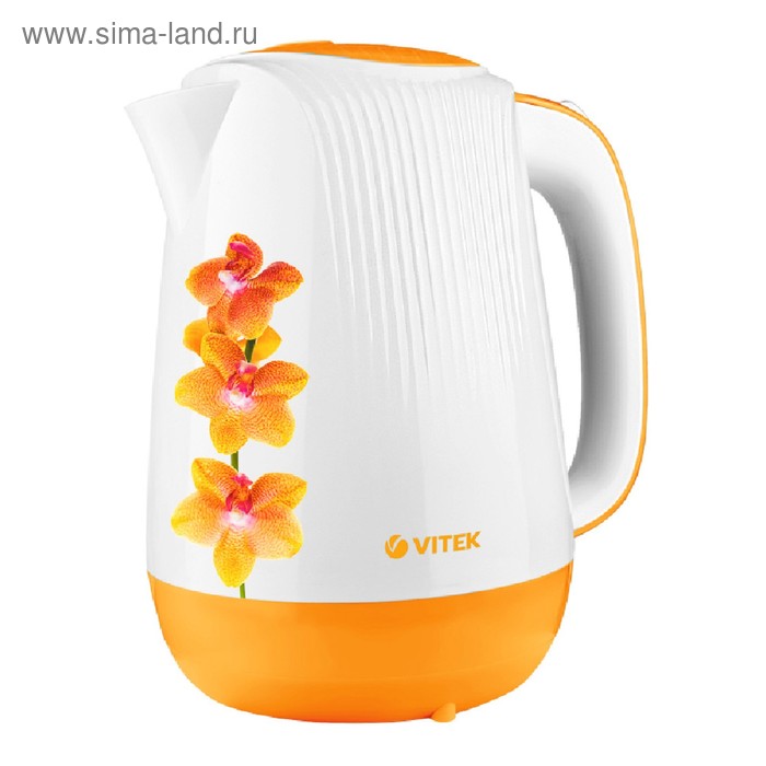 Чайник электрический Vitek VT-7060 OG, пластик, 1.7 л, 2200 Вт, подсветка, оранжевый - Фото 1