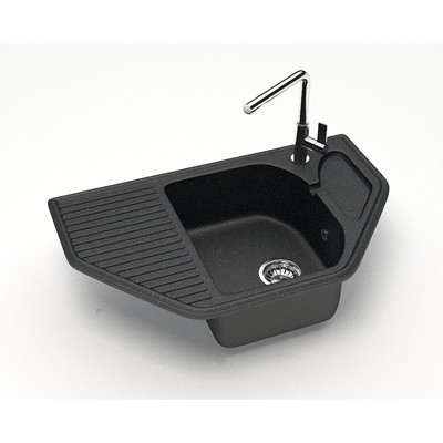 Мойка кухонная из камня ZETT lab. 22/Q4, 800x500x175 мм, матовая, врезная, черная