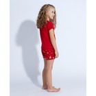 Пижама (футболка, шорты) для девочки MINAKU "Ёлки", рост 128, цвет красный - Фото 4