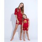 Пижама (футболка, шорты) для девочки MINAKU "Ёлки", рост 128, цвет красный - Фото 6