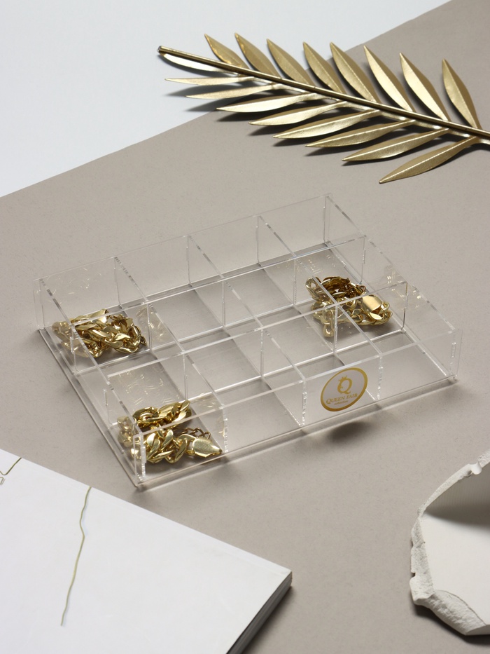 Подставка для презентации, 12 ячеек, 20,3×15,4×3,8 оргстекло 2 мм, В ЗАЩИТНОЙ ПЛЁНКЕ - Фото 1