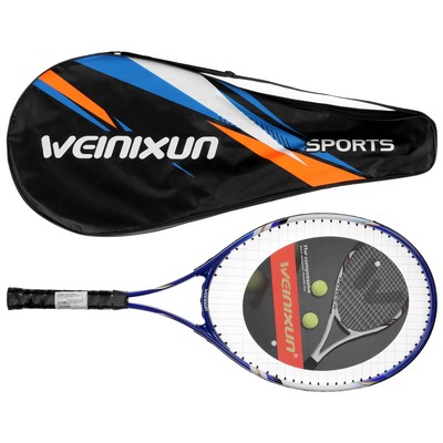 Ракетка для большого тенниса, взрослая, тренировочная, алюминий 27', в чехле, синяя