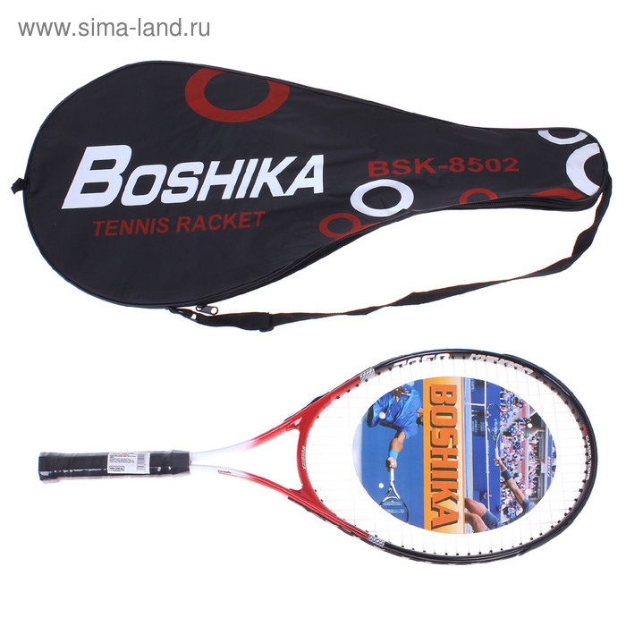 Ракетка для большого тенниса BOSHIKA BARREL 850 тренировочная, alumin. 267гр в чехле - Фото 1
