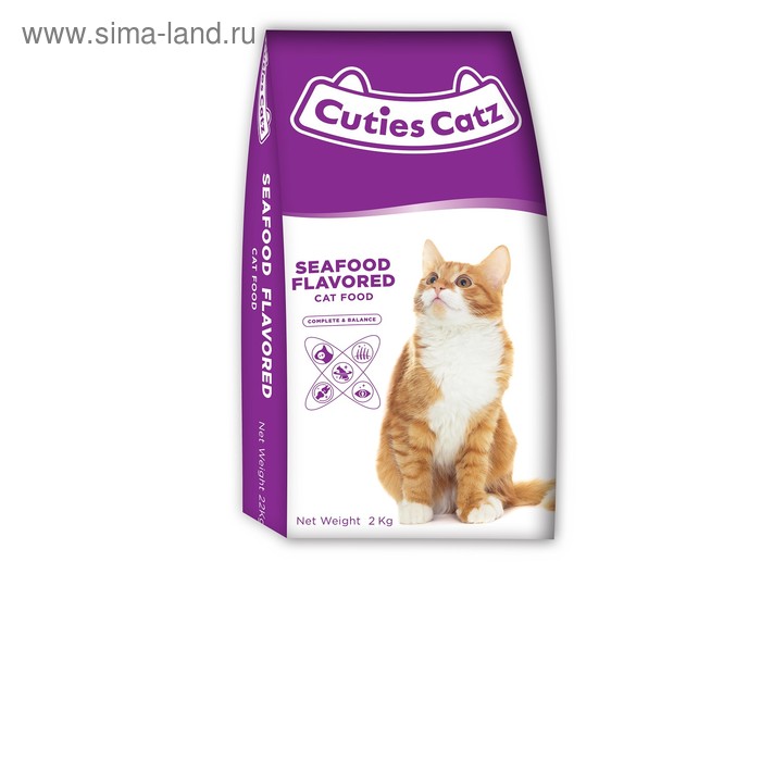 Сухой корм Cuties Catz для кошек, морепродукты, 2 кг - Фото 1