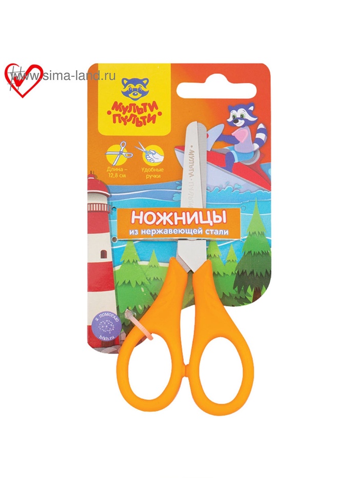 Ножницы 12 см детские Мульти-Пульти «Приключения Енота», МИКС, европодвес - Фото 1