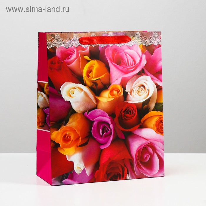 Пакет ламинированный "Яркая роза" 26x32x12 - Фото 1
