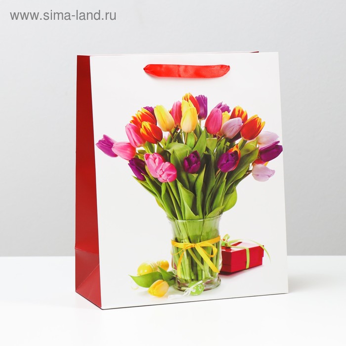 Пакет ламинированный "Тюльпаны" 26x32x12 - Фото 1