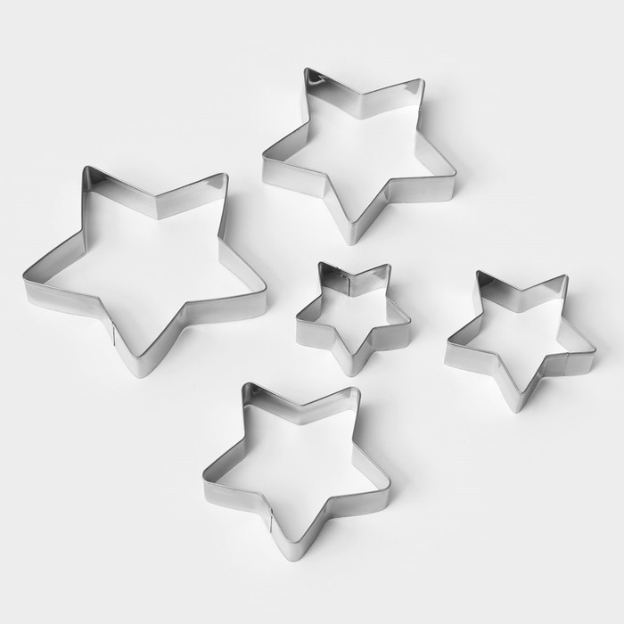 Набор форм для вырезания печенья Доляна «Звёздочка», 5 шт, цвет серебряный - фото 1911169824
