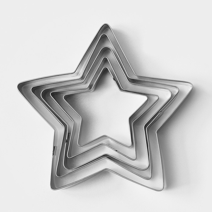 Набор форм для вырезания печенья Доляна «Звёздочка», 5 шт, цвет серебряный - фото 1880238697