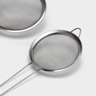 Сито для просеивания Доляна, набор 3 шт., d=12 см,14 см, 16 см, нержавеющая сталь, серебристое - Фото 4