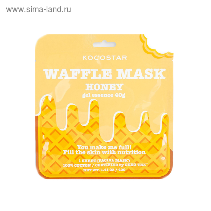 Вафельная маска для лица Kocostar «Медовое удовольствие», питательная - Фото 1