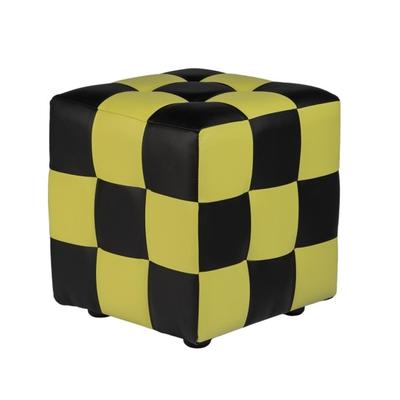 Пуф «Кубик – рубик», 400×400×450 мм, экокожа, цвет чёрно – зелёная