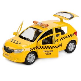 Машина металл «Renault Sandero такси» 12см, открываются двери, инерционная