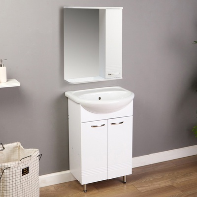 Комплект мебели для ванной комнаты «Гармония 55»: тумба с раковиной, зеркало - шкаф, цвет белый