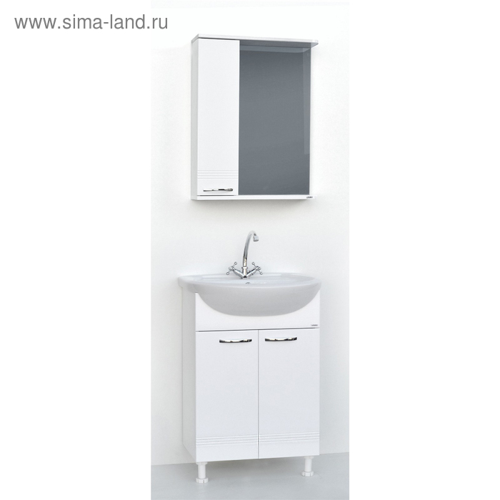Комплект мебели для ванной комнаты "Гармония 55": тумба с раковиной + зеркало-шкаф - Фото 1