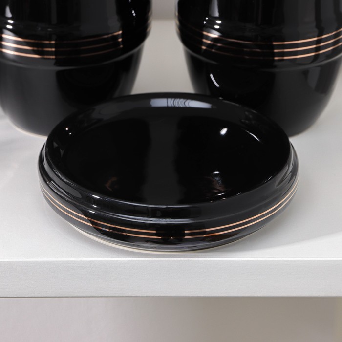 Набор аксессуаров для ванной комнаты «Бесконечность», 4 предмета (дозатор 400 мл, мыльница, 2 стакана), цвет чёрный - фото 1905605499