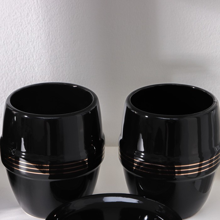 Набор аксессуаров для ванной комнаты «Бесконечность», 4 предмета (дозатор 400 мл, мыльница, 2 стакана), цвет чёрный - фото 1905605500