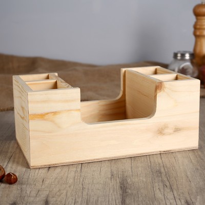 Салфетница «Лодочка», 4 отделения, 14×25×10 см, дерево сосна