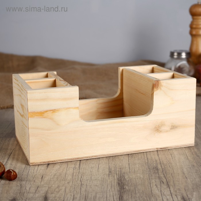 Салфетница «Лодочка», 4 отделения, 14×25×10 см, дерево сосна - Фото 1